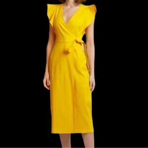 A.LC. Yellow Walker Wrap Dress Size 4